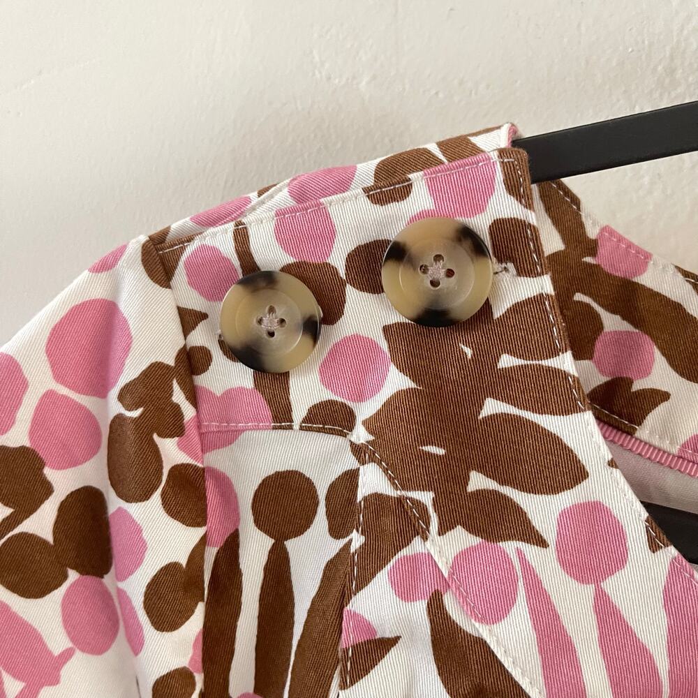 Boden Iona Button Detail Dress Womens 8R Pink Brown Shadow Bloom Casual Floral - Picture 3 of 10